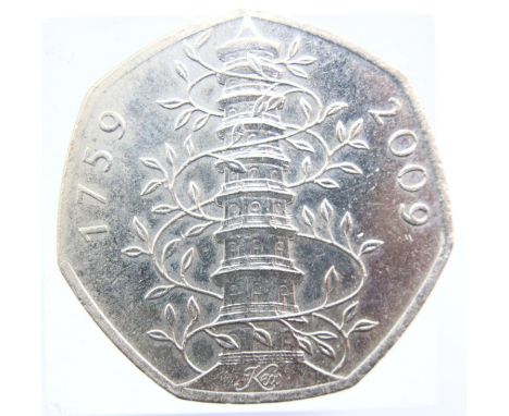 2009 UK Kew Gardens 50p coin, circulated but good order. P&amp;P Group 1 (£14+VAT for the first lot and £1+VAT for subsequent