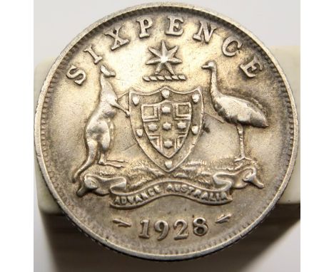 1928 - Colonial Australian Silver Sixpence - George V. P&amp;P Group 1 (£14+VAT for the first lot and £1+VAT for subsequent l