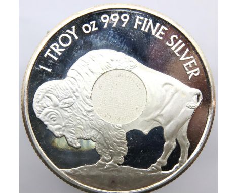 1oz Pure silver American buffalo coin, encapsulated. P&amp;P Group 1 (£14+VAT for the first lot and £1+VAT for subsequent lot