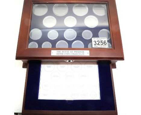 Danbury Mint display case for The House of Windsor Silver Coin Collection, empty but with capsules. P&amp;P Group 1 (£14+VAT 