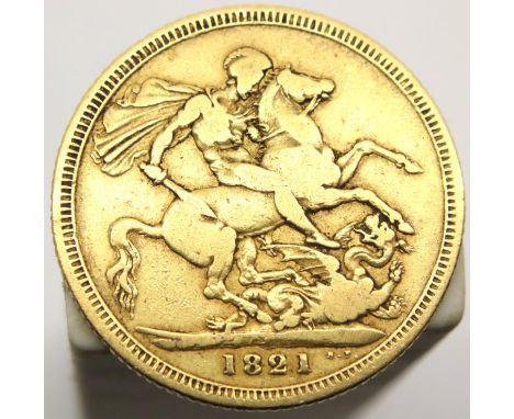 1821 full sovereign of George IV. P&amp;P Group 1 (£14+VAT for the first lot and £1+VAT for subsequent lots) 