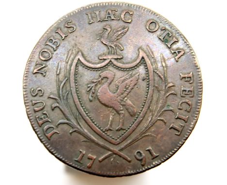 1791 - Liverpool Shipping Token. P&amp;P Group 1 (£14+VAT for the first lot and £1+VAT for subsequent lots) 