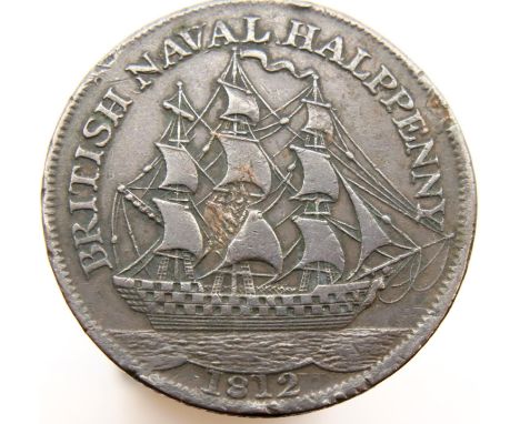 1812 - British Naval Halfpenny - "England Everyman to do his Duty". P&amp;P Group 1 (£14+VAT for the first lot and £1+VAT for