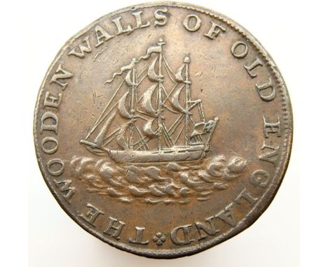 1794 - Fred - Duke of York Half Penny token "Wooden Walls of England". P&amp;P Group 1 (£14+VAT for the first lot and £1+VAT 