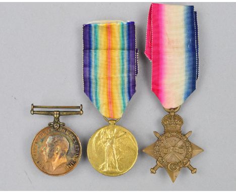 A WWI 1914-15 STAR & VICTORY MEDAL, named to 2508 Cpl A. Pudney, Army Cyclist Corps and a British War medal named to 5689 Pte
