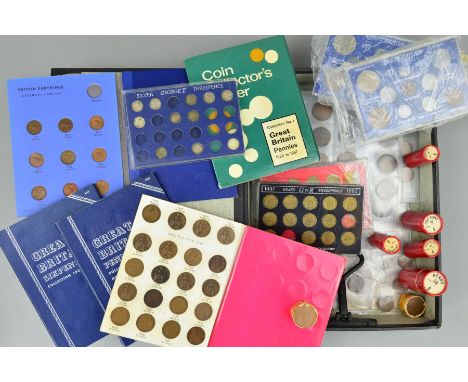 A BINDER OF UK COINS, mainly 20th Century with some silver coins Whitman folders, etc