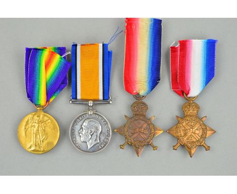 A WWI 1914 STAR TRIO OF MEDALS, named to SE-215 Pte W.W. Hill. AVC (Army Vetinary Corps), together with 1914-15 Star named to