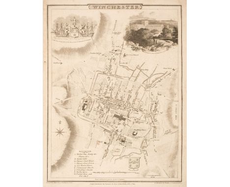 Hampshire. Hampshire scrap album, circa 1870, containing various mounted engraved views, maps, manuscript letters, printed &a