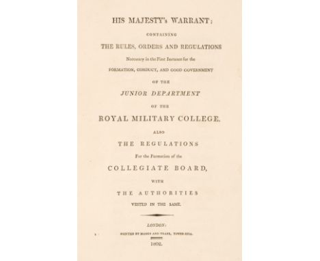 Rules and Regulations. His Majesty's Warrant: Containing the Rules, Orders and Regulations necessary in the first instance fo