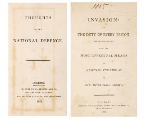 [Lennox, Charles, 3rd Duke of Richmond). Thoughts on the National Defence, 1st edition, London: printed by W. Bulmer and Co.,