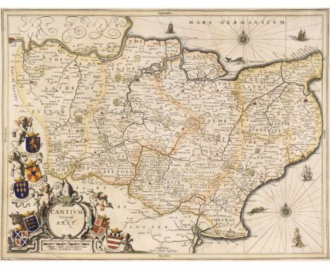 Kent. Fourteen maps of Kent, 18th &amp; 19th century, including Jansson (Jan). Cantium Vernacule Kent, Amsterdam, circa 1650,