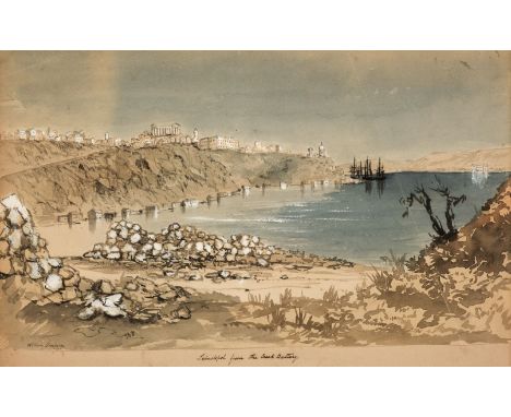 * Simpson (William, 1823-1899). Sebastopol from the Greek Battery, circa 1855, watercolour with white bodycolour and black cr