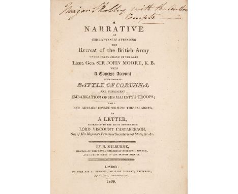 Milburne (Henry). A Narrative of Circumstances Attending the Retreat of the British Army under the Command of the late Lieut.