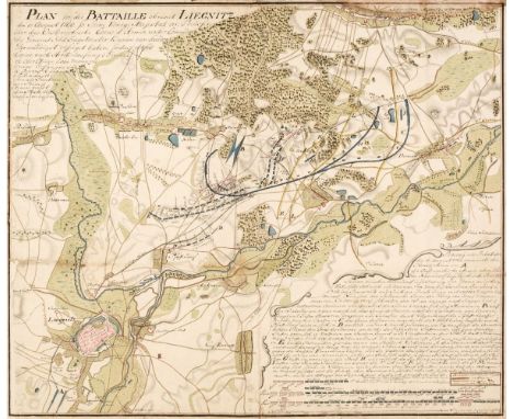 Manuscript Campaign Maps. Plan von der Battaille ohnweit Liegnitz den 15 August 1760, pen, ink and watercolour battle plan, p
