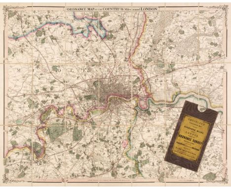 London. Cruchley (G. F.), Ordnance Map of the Country 14 Miles round London, 1853, engraved map with bright contemporary outl