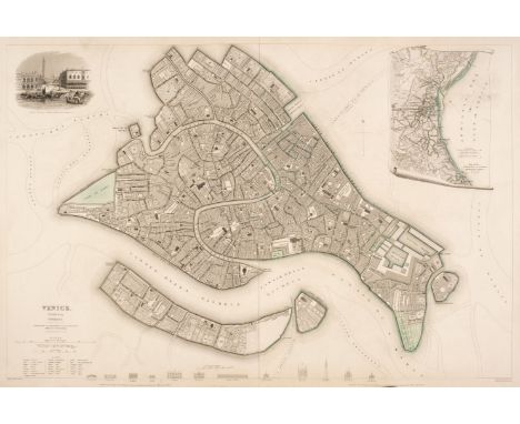 S. D. U. K. A collection of 74 city plans, circa 1840, engraved city plans, several with contemporary outline colouring, some