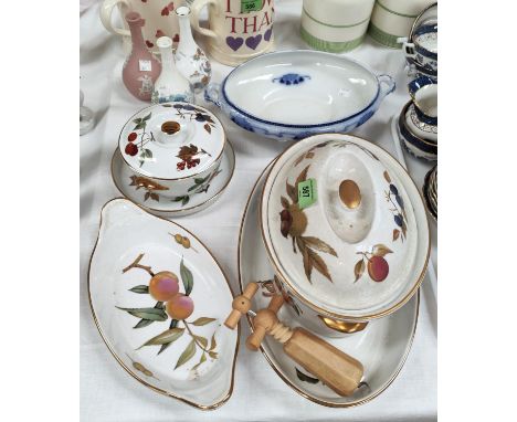 A Royal Worcester "Evesham" casserole dish and similar china; decorative china 