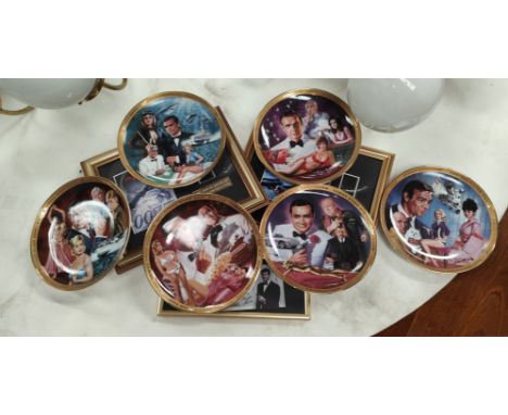 James Bond Collector's plates film segments, framed 