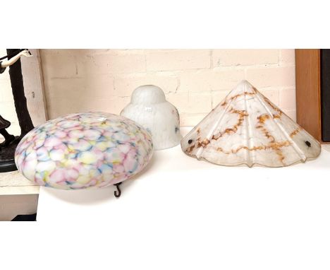 A selection of 3 early 20th century coloured glass light shades 