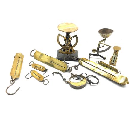 Mancur iron and brass scale, German bilateral scale,  egg scale and various spring balances etc