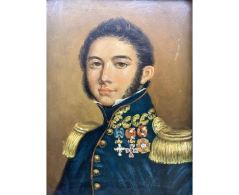 English School (19th Century): Portrait of a Naval Officer, oil on board unsigned 11cm x 8cm
