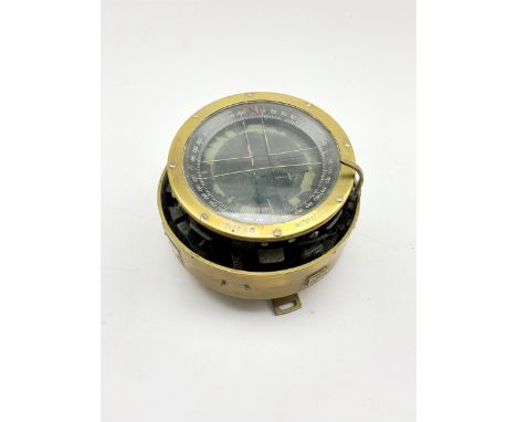 WWII brass aircraft compass. Type P.11 6A/1672 Number: 75167.D.C. probably from Hurricane or Spitfire 