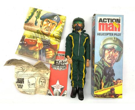 Pallitoy Action Man helicopter pilot with flight suit, short boots and helmet, boxed