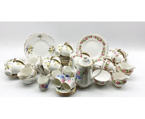 Royal Albert Friendship pattern coffee set comprising coffee pot, five cups, six saucers and a milk jug, together with two Co