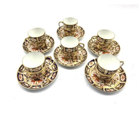 Set of six Royal Crown Derby Imari pattern coffee cups and saucers c1910, pattern no. 2451 