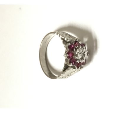 18ct diamond and ruby ring size N.