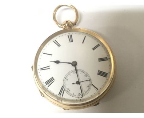 An 18carat gold cased key wind pocket watch seen working maker Thomas Leach of London the engine turned back plate with initi