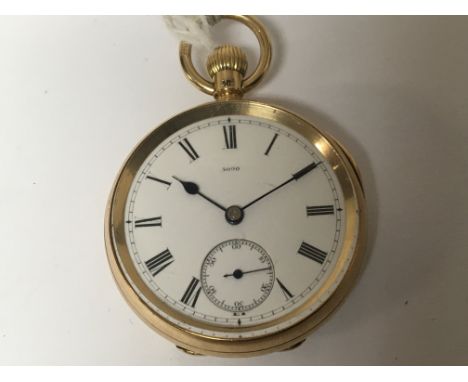 An 18carat gold cased button wind open face pocket watch maker Army and Navy Cooperate London seen working 37mm diameter appr