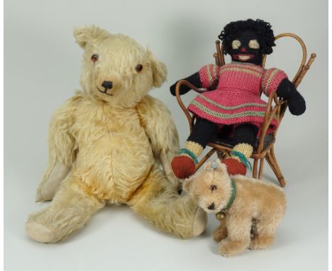 Deans Rag book mouse eared Teddy bear, English circa 1930, the golden mohair bear with orange glass eyes, black stitched nose