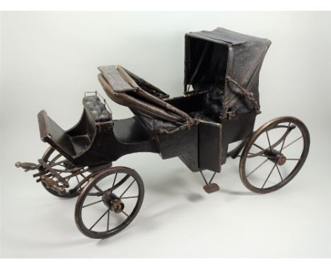 A good Victorian wood and metal model of a Horse Drawn Carriage, English probably 1860s/70s, the stained wooden carriage with