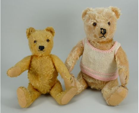 Two Steiff  mohair Original Teddy Bears, 1950s, golden bear with brown glass eyes, stitched nose, mouth and claws, swivel hea