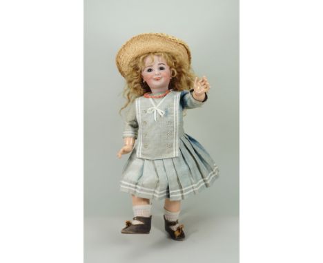 Extremely rare size 5 bisque head Jumeau character doll mould 203 from the ‘Series Fantastique’, French circa 1895, the fine 