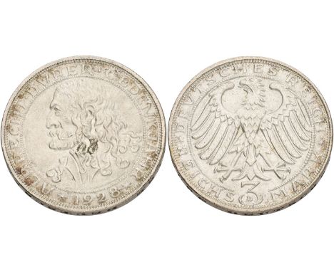 Germany. Weimar Republic. 3 Mark - Durer. 1928. XF. AKS 77. Ar. 15 g.