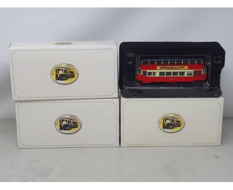 Twenty five boxed Atlas Editions Trams and a Tractor 