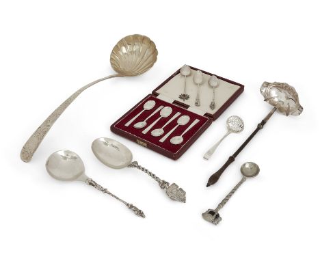 A Georgian silver punch ladle. Ann Smith & Nathaniel Appleton, London. The shaped bowl with folded rim to a turned wooden han