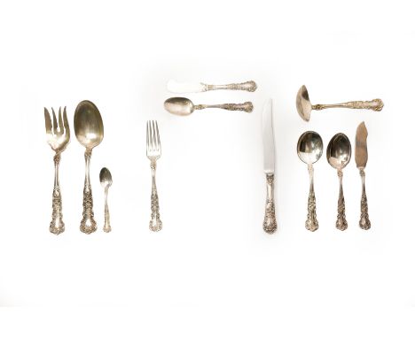 A part canteen of Buttercup pattern American silver flatware. Gorham.Late 19th/early 20th century. The part canteen comprisin