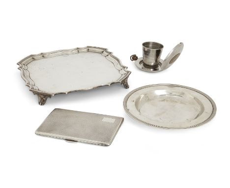 A group of silver and metal. Various dates and makers. The group comprising: a small silver salver, Sheffield, 1937, Walker &