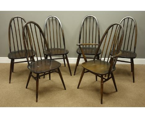 Set six (4+2) Ercol hoop and stick back chairs   Condition Report   Click here for further images, condition, auction times &