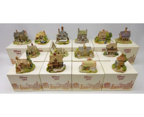 Fourteen Lilliput Lane models including; 'Jones The Butcher', 'Micklegate Antiques', 'Aberford Gate', 'Greensted Church', 'Vi