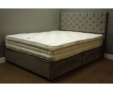 Beavers of Whitby Pearl 5' Kingsize divan bed, sprung base with storage drawers complete with headboard - 1 year old   Condit