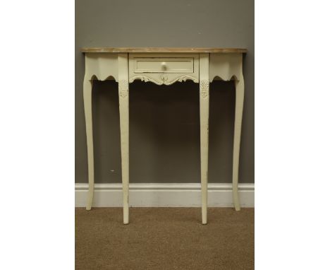 French style cream finish console table, W80cm, H80cm, D30cm   Condition Report   Click here for further images, condition, a