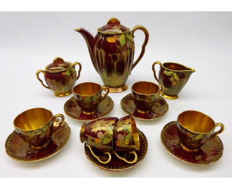 1930's Carlton Ware 'Rouge Royale' coffee set for six (15)   Condition Report   Click here for further images, condition, auc