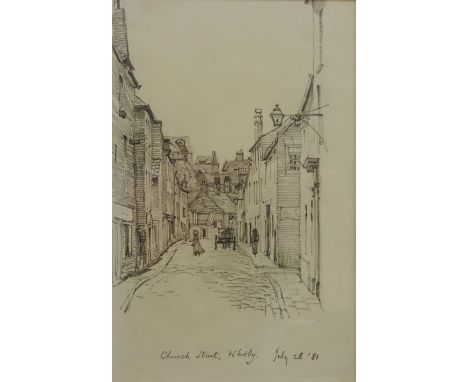 'Church Street, Whitby', pencil sketch by Charles Henry Money Mileham (British 1837-1917) titled and dated July 28 '81, unsig