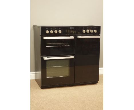 Belling electric range cooker, ceramic five pan hob, two ovens and grill, W90cm, D60cm