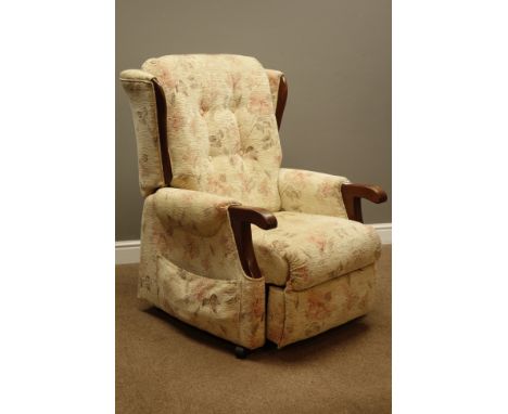 Royams electric riser reclining armchair with exposed mahogany frame, W7cm  (This item is PAT tested - 5 day warranty from da