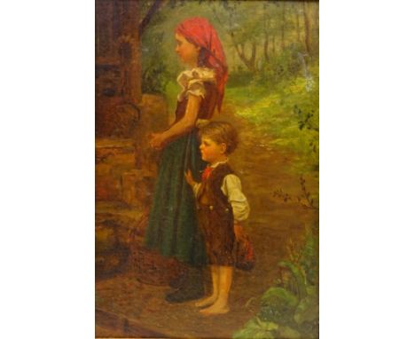 Gypsy Children in the Wood, 19th century oil on panel unsigned 29cm x 19cm   Condition Report   Click here for further images